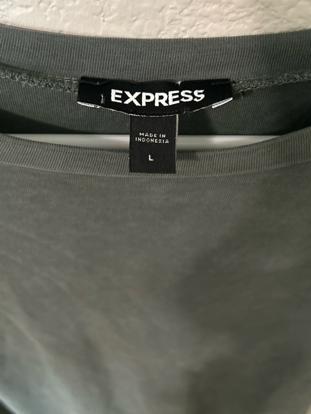 Express Silky Suede Modal T-Shirt Dress Olive Green Ruched Hem Size Large - Picture 2 of 6